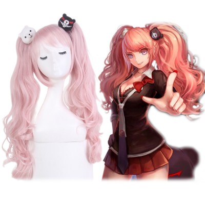 Junko Enoshima Cosplay Wigs for Danganronpa Cosplay Lolita Anime Costume Women Pink Halloween Long Curly Synthetic Hair