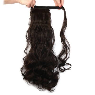 Factory  Wholesale Clip In 26Inch Woman Synthetic Hair Ponytail Curly Thick Braided Hair Extension Ponytail