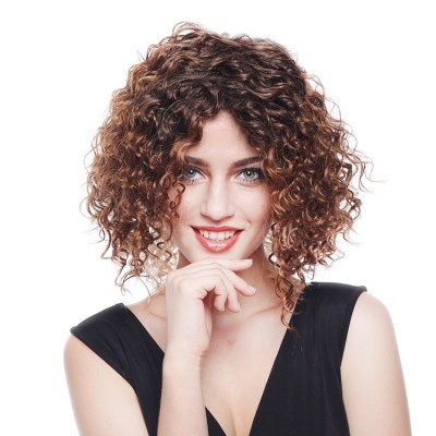 Stfantasy Wig 13" Mullet Color Synthetic Fiber Short Wig Afro Kinki Curly Party  Wigs For African America Women