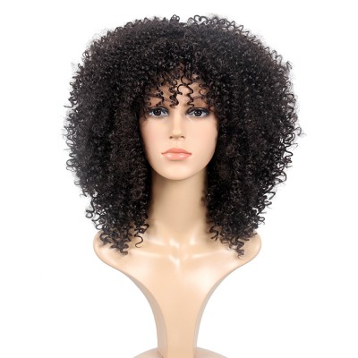 Fantasywig 19" Afro Black Kinky Curly Hand Tied Natural Heat Resistant  Wigs And Hair SYNTHETIC Wig For Black Women