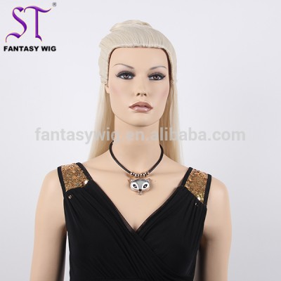 Fashion Model Wigs Style Silky Straight Platinum Blonde Long Synthetic Wigs For Display Mannequin Female