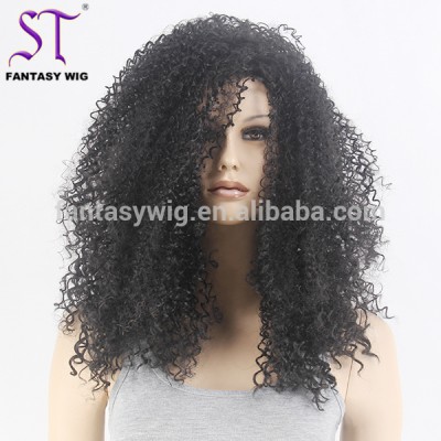 2017 Fashion Style Hand Tied Deep Wave Long 1B Sexy Japanese Synthetic Afro Wig South African, Wigs For Black Women