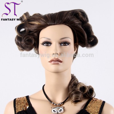 Cheap Vintage Style Brown Mannequin Braiding Wig synthetic Hair Wholesale customized For Store Window Wigs