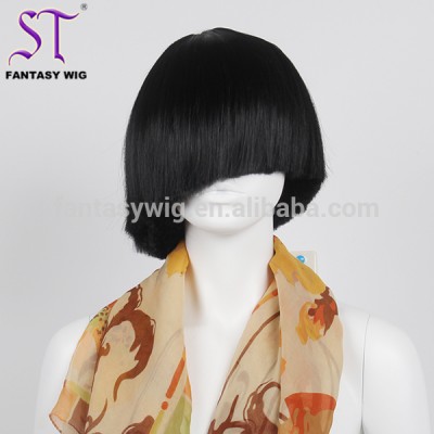 Oblique Cut Mushroom Style Short Black Practice Wig Mannequin Heads Beautiful Wholesale Wig Mannequin Heads