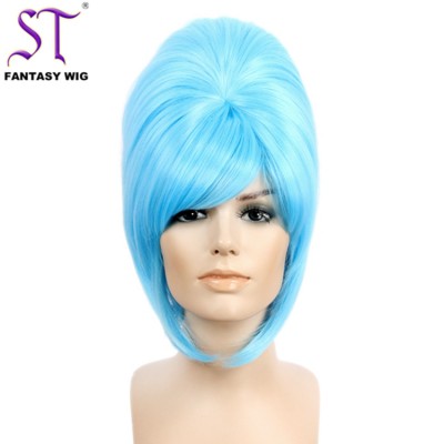 Qingdao Wholesale Party Wig 16 Inch Blue Straight Hair Beehive Wig For Women