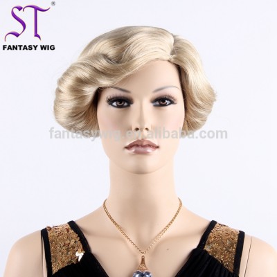 Asian Sexy Curly Blonde Hair With Updo Japanese Synthetic Hair Wig For Mannequin head