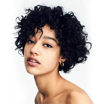 Stfantasy women short Pixie curly black wigs layered for  African black people